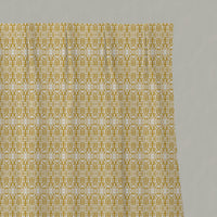 Yellow Patterned Linen Pleated Curtains - Kjersti Dijon - White base fabric.