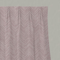 Pink Patterned Linen Pleated Curtains - Lulu Peony - White base fabric.