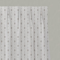 Neutral / Grey Patterned Linen Pleated Curtains - Olinka Grey Sand - White base fabric.
