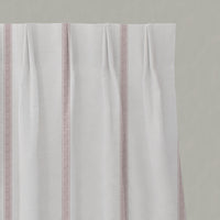 Pink Striped Linen Pleated Curtains - Rune Peony - White base fabric.