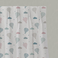 Pink Kids Linen Pleated Curtains - Sky Ride Pink - White base fabric.