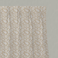 Neutral / Brown Floral Linen Pleated Curtains - Sonja Powder Sand - White base fabric.