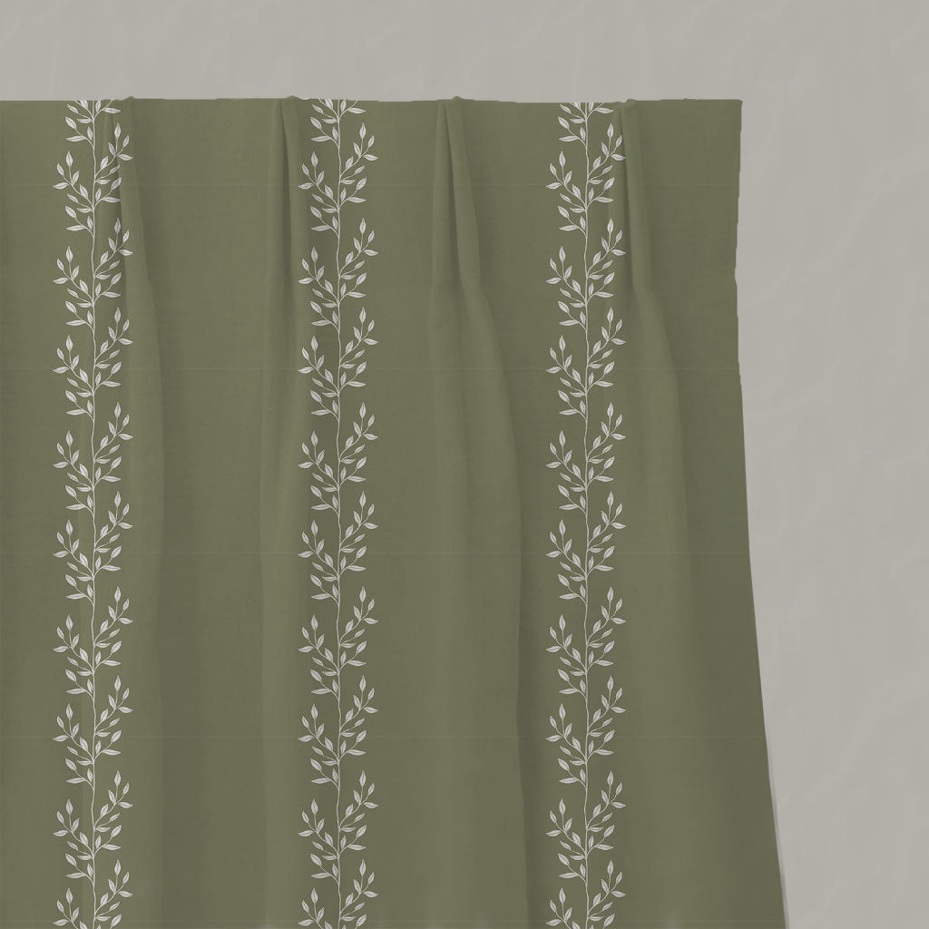 Shena Moss INV - White fabric with botanical Green inverted print