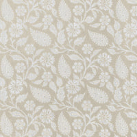 Sonja Powder Sand - White Linen fabric, Light Brown paisley print