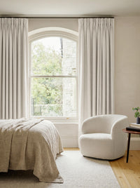 Pure White 100% Linen Triple Pleat curtains. Beata Brilliant White by Ada & Ina