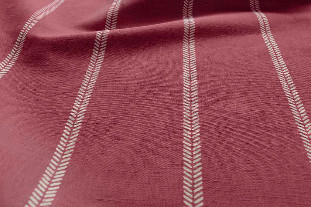 Rana Cherry- Red curtain fabric with hand drawn stripes