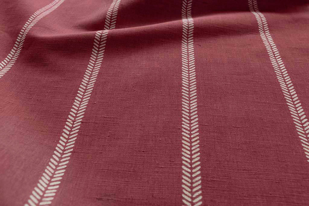 Rana Crimson Red - Red curtain fabric with hand drawn stripes