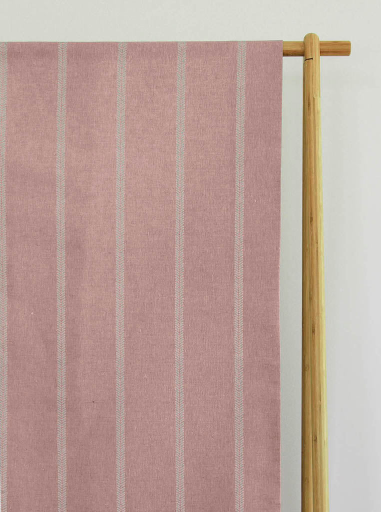 Rana Dusty Pink - Pink curtain fabric with hand drawn stripes