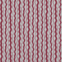 Safiya Wine - natural curtain fabric with Red abstract stripe print