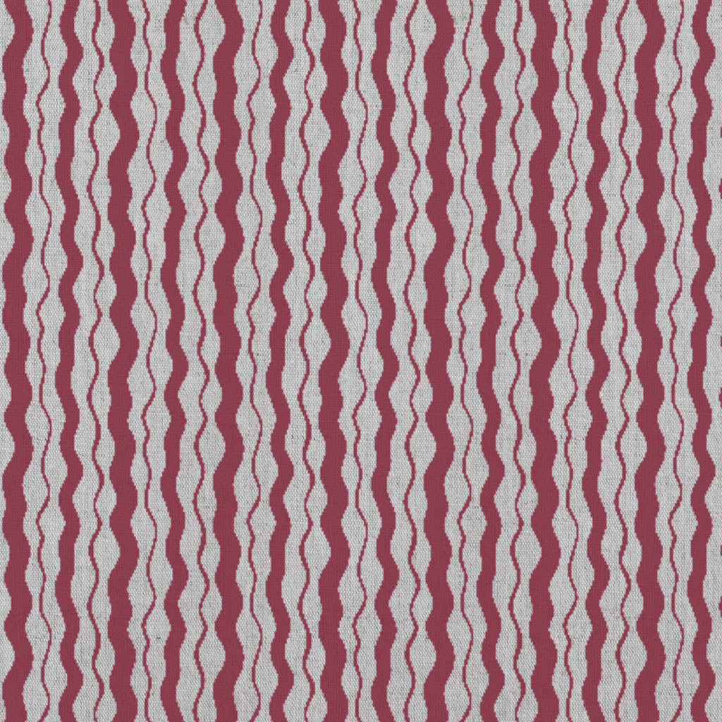 Safiya Wine - natural curtain fabric with Red abstract stripe print