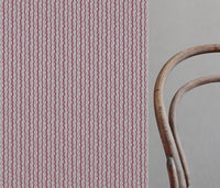 Safiya Wine - natural curtain fabric with Red abstract stripe print
