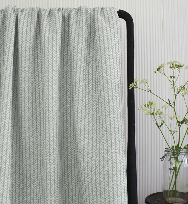 Fia Sage - Linen curtain fabric, abstract Green pattern
