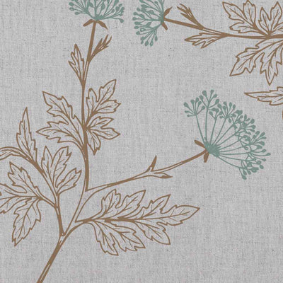 Emmy Sage - Natural fabric with botanical Light Green and Brown print