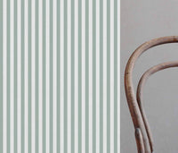 Liliana Sage-WHT - white fabric with green striped pattern