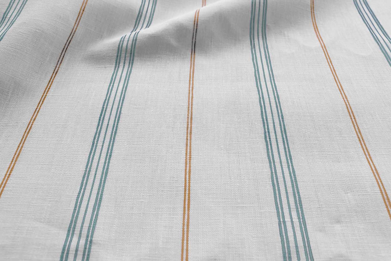 Elise Sage Ochra-WHT - vertical two tone striped fabric.