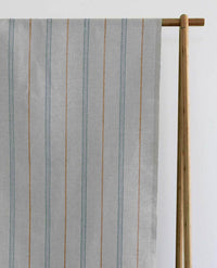 Elise Sage Ochra - Linen Cotton mix curtain fabric, Orange & Green stripes