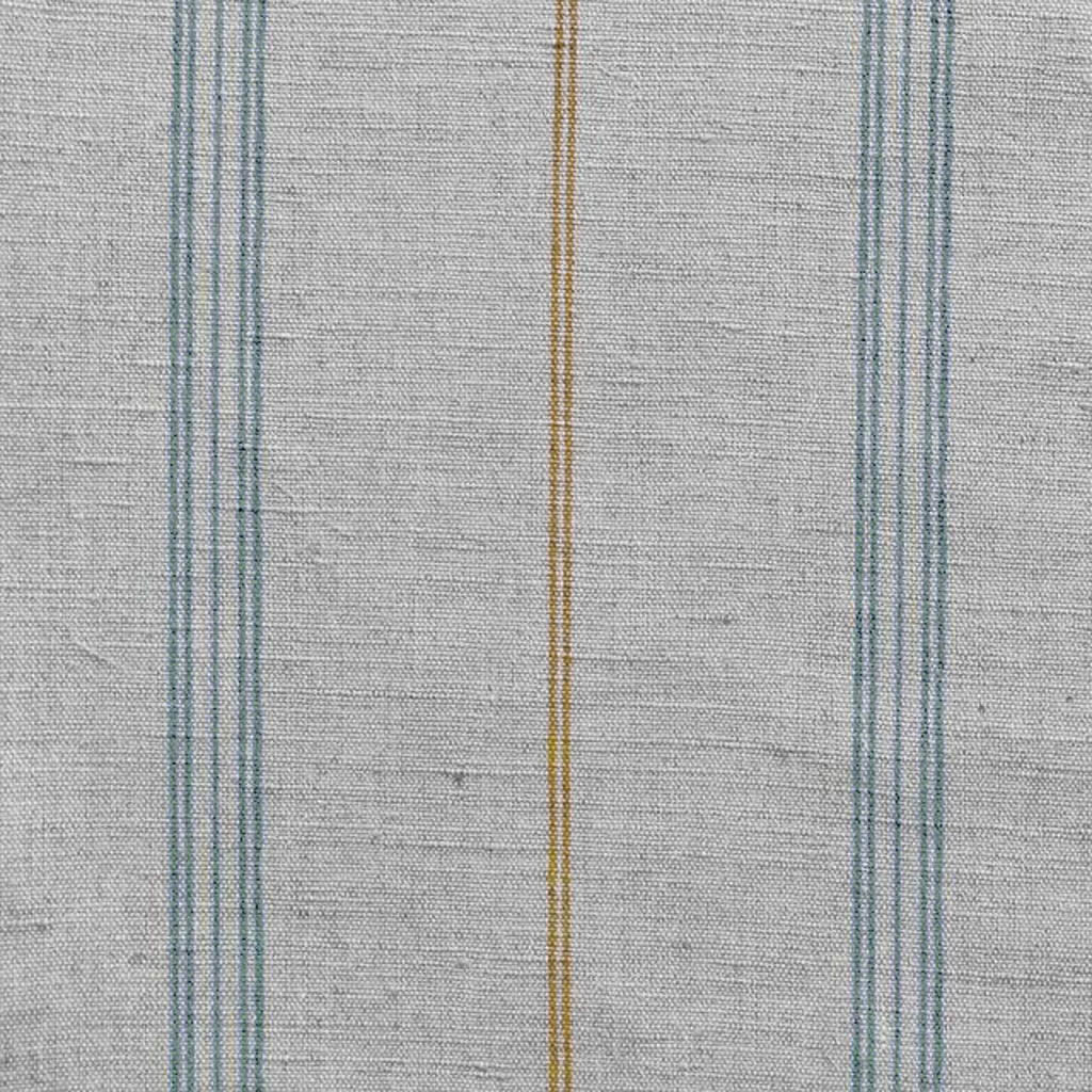 Elise Sage Ochra - Linen Cotton mix curtain fabric, Orange & Green stripes