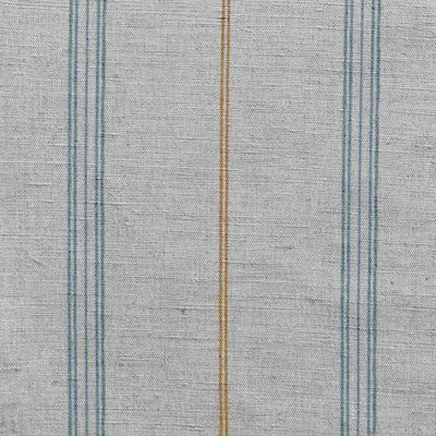 Elise Sage Ochra - Linen Cotton mix curtain fabric, Orange & Green stripes