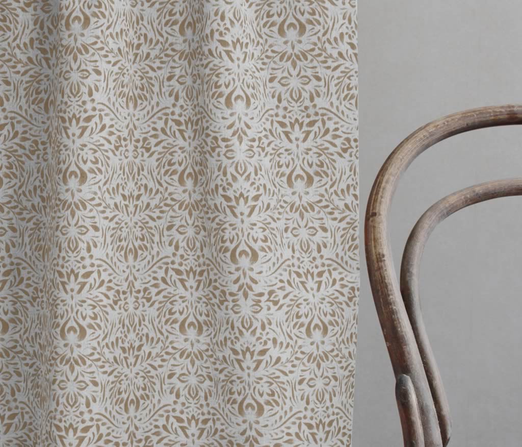Jasmi Sand- Curtain fabric with Brown abstract print