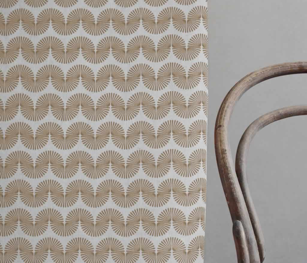 Ofira Sand - Curtain fabric with Brown abstract print