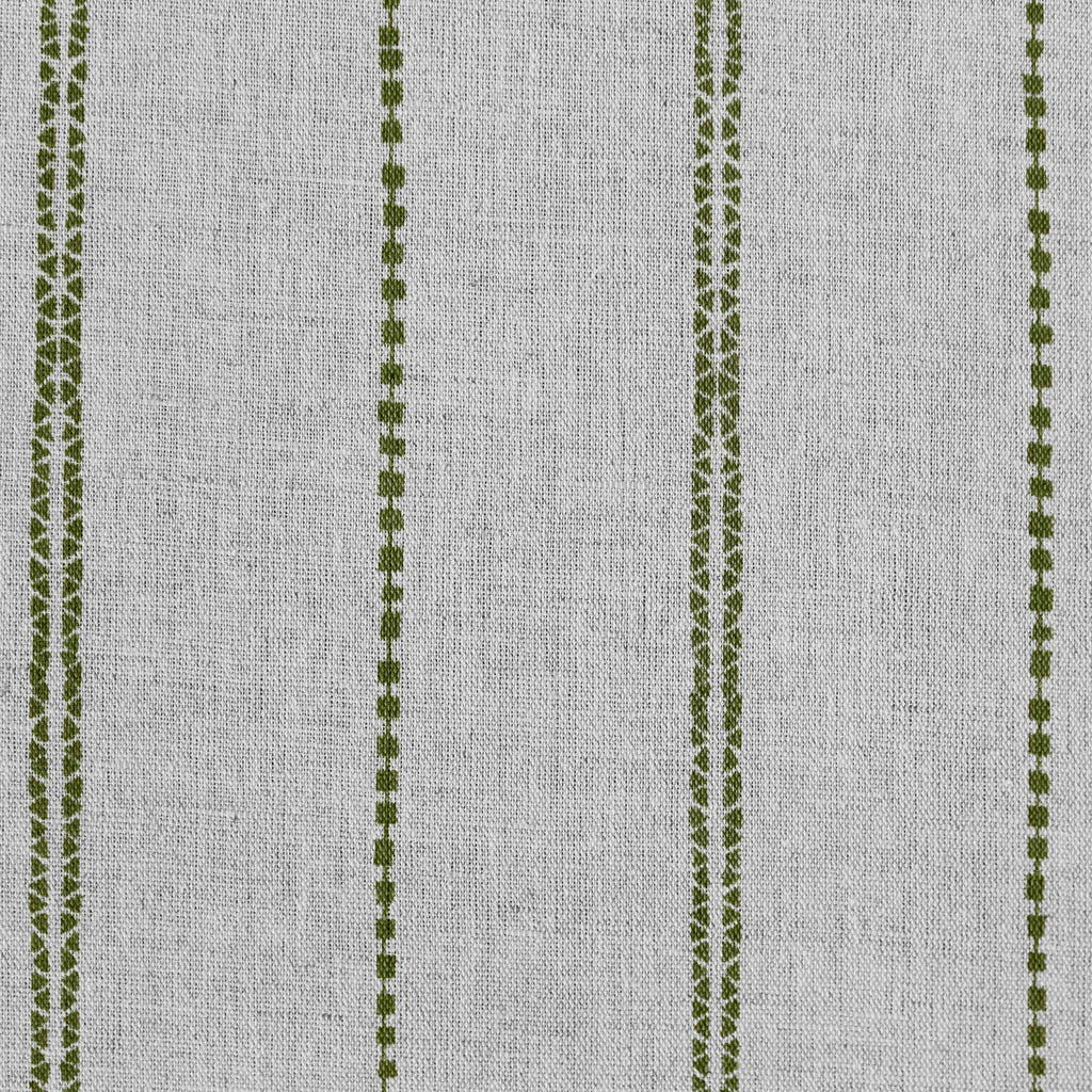Inga-NAT Sea Weed - Natural fabric with Green decorative stripes, Linen Cotton mix
