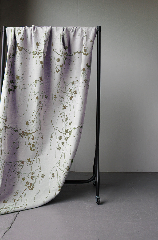 Berry Sea Weed - Curtain fabric with Green Botanical print