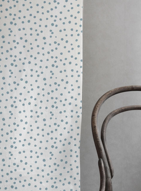 Dottie Shadow Blue-WHT - Dotted fabric with Blue spots, 100% Linen