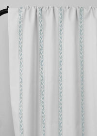 Helena Shadow Blue - curtain fabric with Light Blue striped print