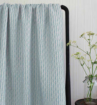 Fia Shadow Blue - Linen curtain fabric, abstract Blue pattern