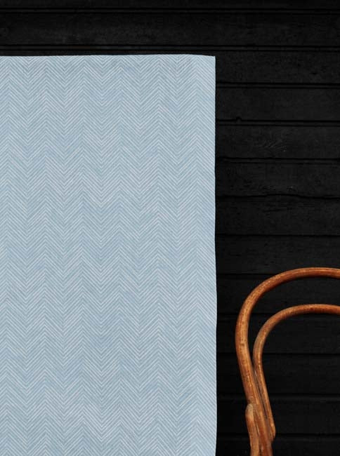 Lulu Shadow Blue - White fabric with Shadow Blue Print. Abstract Print, 100% Linen