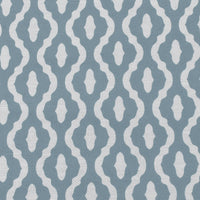 Oona Shadow Blue - White linen fabric, Blue abstract print