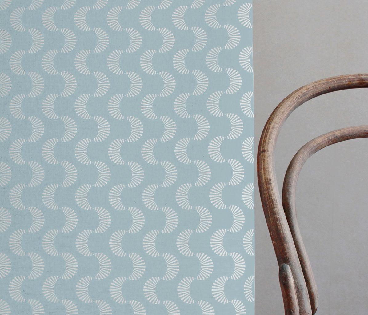 Naja Sky - Curtain fabric with Light Blue abstract print
