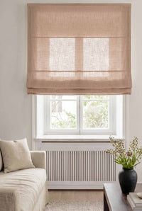 Subtle Pink Linen Roman blind. Linara Sandy Rose by Ada & Ina