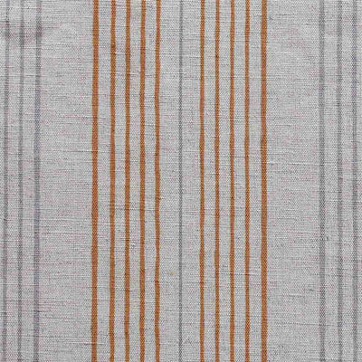 Else-Tangerine - Linen Cotton mix curtain fabric, Orange & Grey stripes