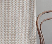 Hirlev-INV-WHT Taupe - White curtain fabric printed with Light Brown abstract print