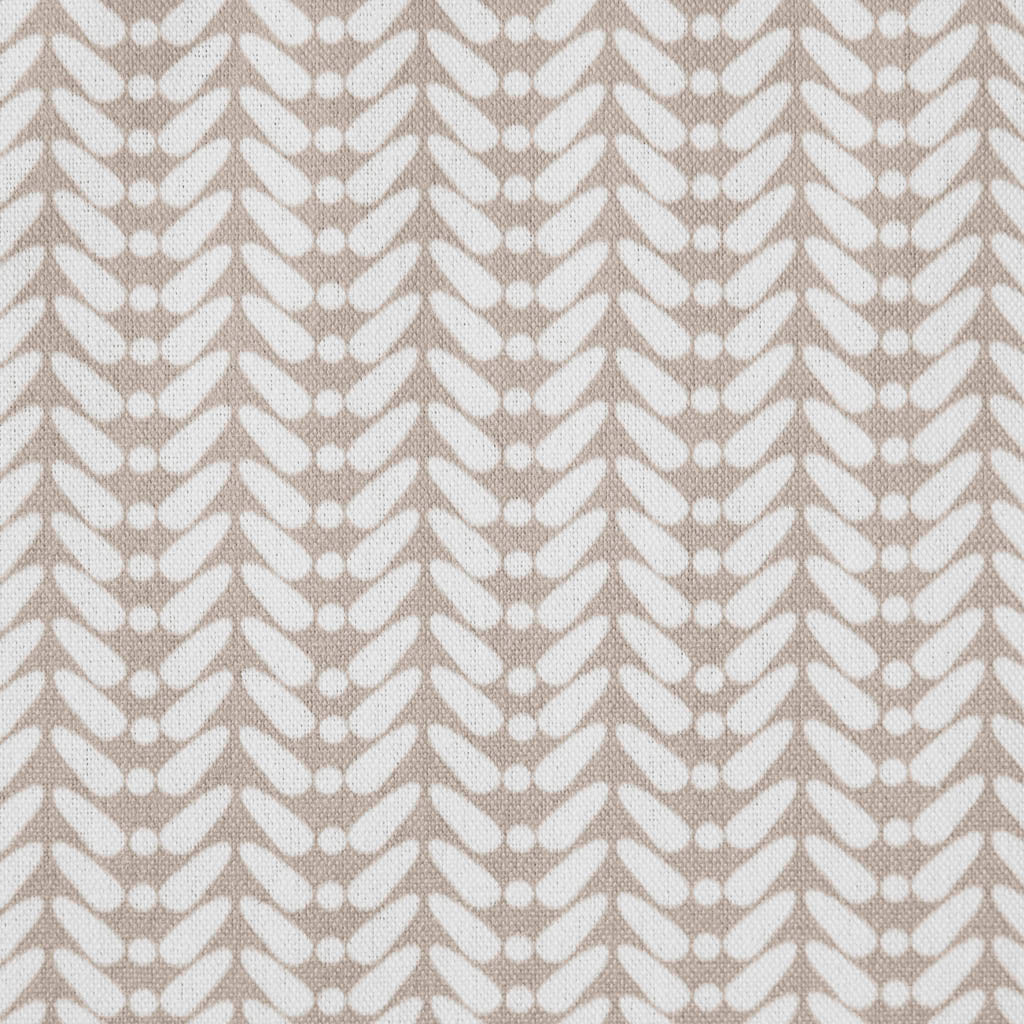 Hirlev-INV-WHT Taupe - White curtain fabric printed with Light Brown abstract print