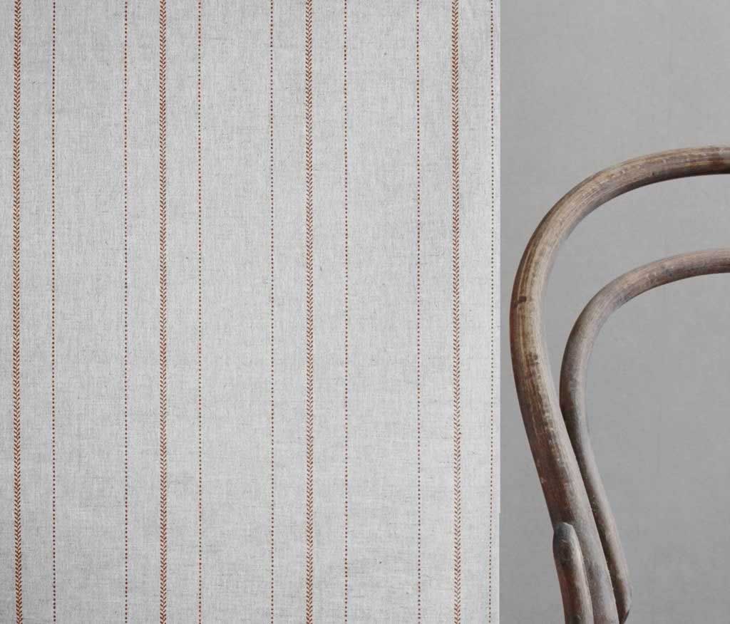 Inari Terracotta - Curtain fabric with Orange striped print