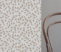 Goldie Terracotta-WHT - White curtain fabric with Orange botanical print