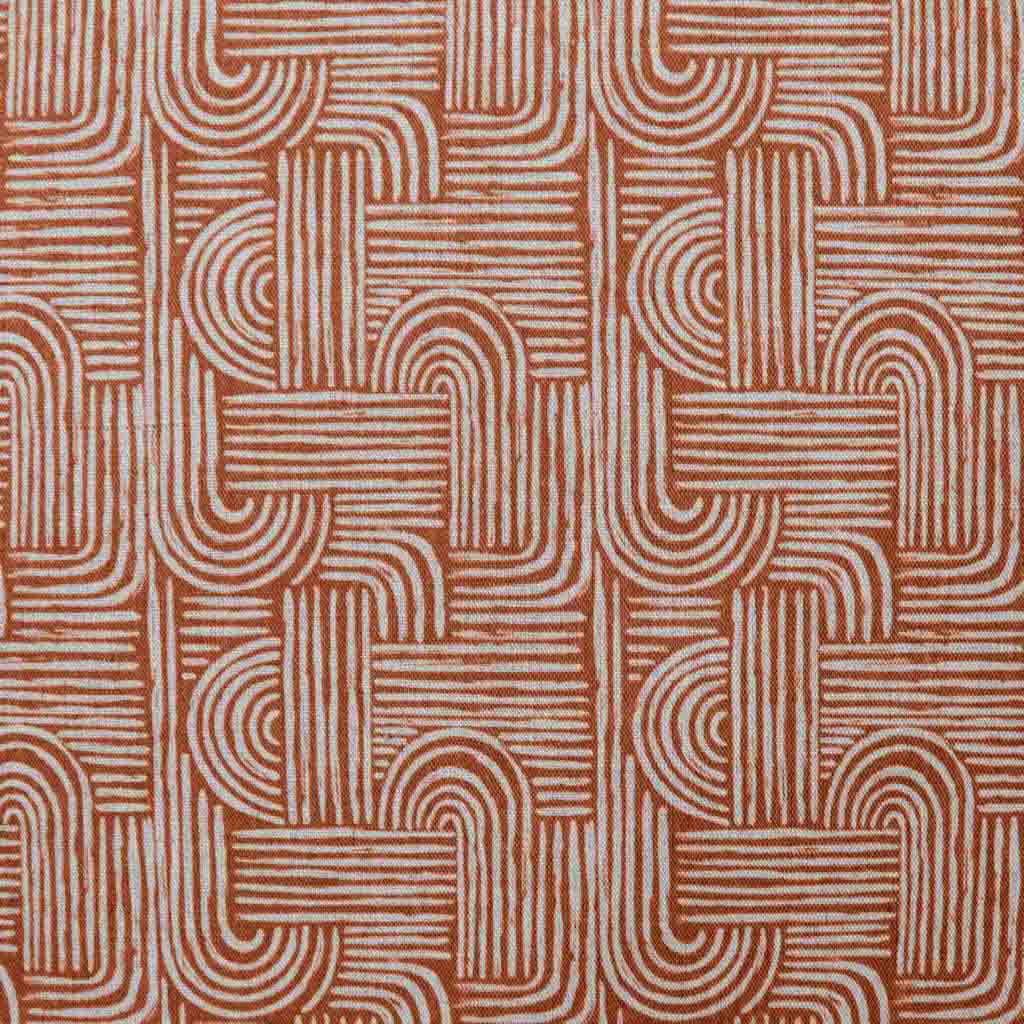 Ediva Terracotta - Curtain fabric with Orange abstract print