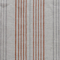 Else Terracotta - Linen Cotton mix curtain fabric, Orange & Grey stripes