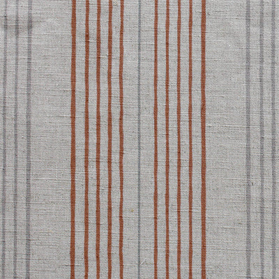 Else Terracotta - Linen Cotton mix curtain fabric, Orange & Grey stripes