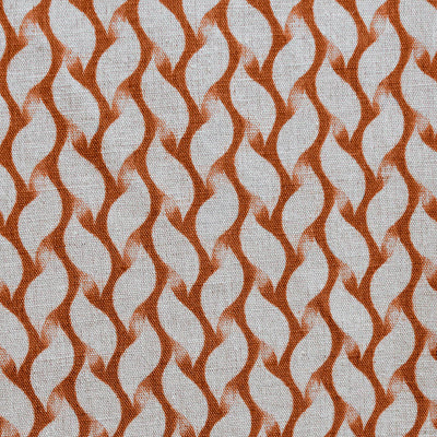 Isla Terracotta - Curtain fabric with Orange abstract print