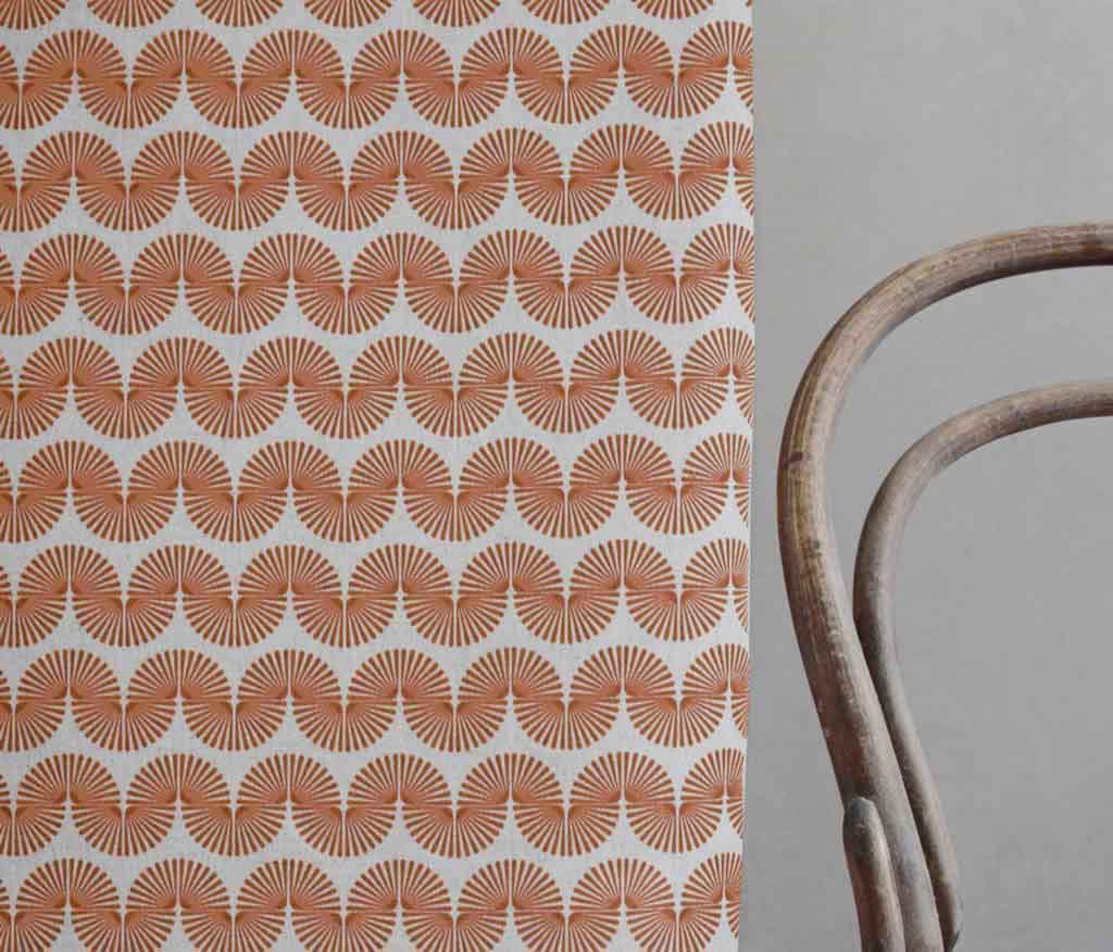 Ofira Terracotta - Curtain fabric with Orange abstract print
