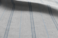 Elise True Blue- Linen Cotton mix curtain fabric, True Blue & Sky Blue stripes