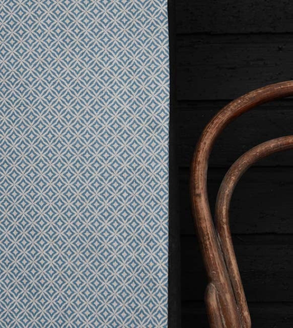 Nella True Blue- Fabric for curtains printed with Blue