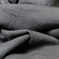Ulrike Earth Grey - Stonewashed blue linen cotton mix fabric, for curtains and blinds.