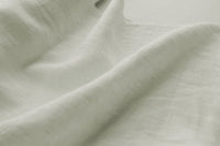Bianco White - White 100% Linen Fabric Prewashed - close up photo