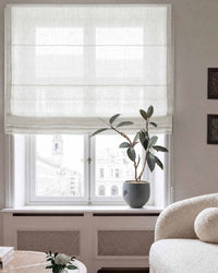 Pure white Roman blind. Made of soft pre-washed 100% Linen fabric - Lupe Brilliant White