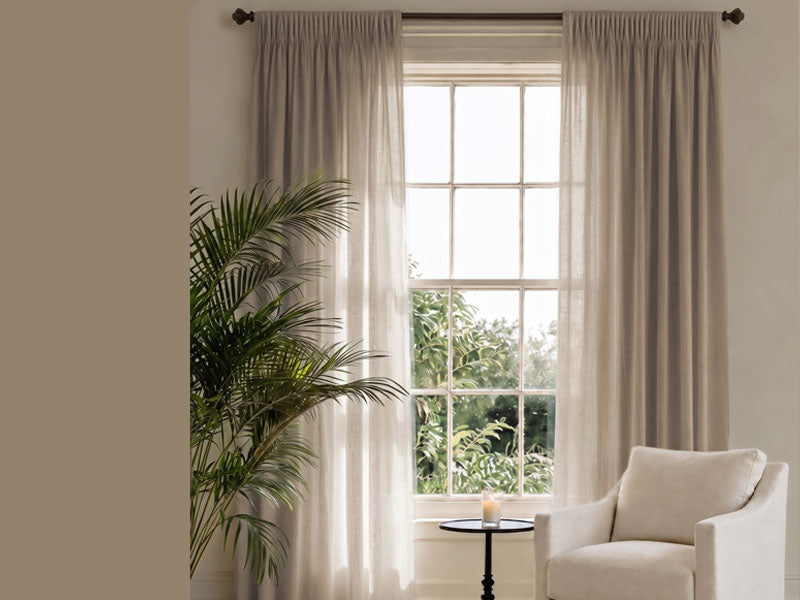 Made To Measure Curtains Made of Natural Linen and Lined in Living Room