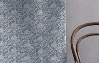 Katarina Agate Blue - White linen fabric with Blue floral print